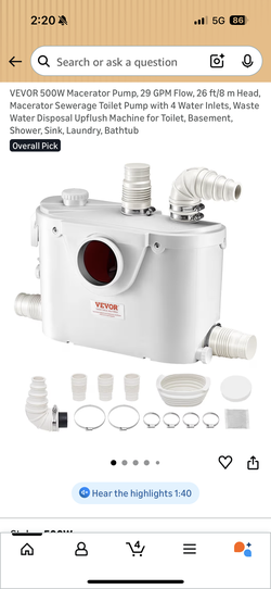 VEVOR 500W Macerator Pump