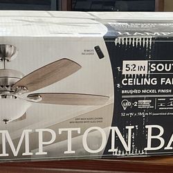 Hampton Bay Southwind II 52 in. Indoor LED Brushed Nickel Ceiling Fan -  New