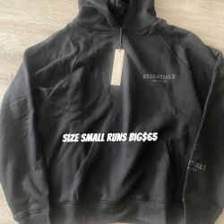 Jet Black Essentials Hoodie Size Small Runs Big