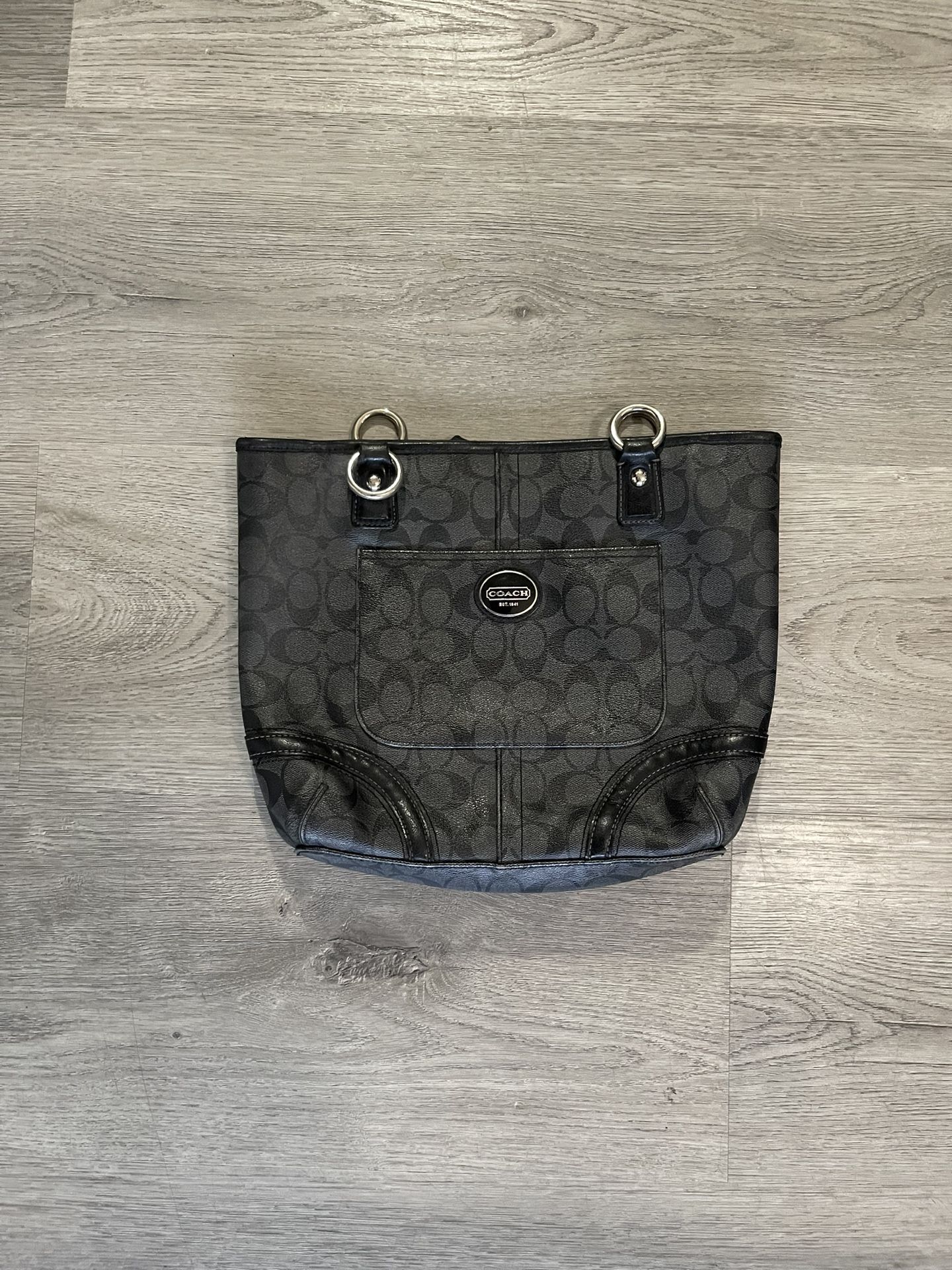Coach black/ dark grey shoulder tote bag
