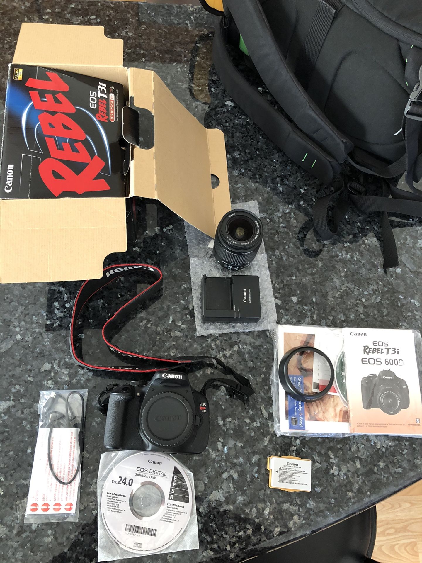 Canon rebel T3i with bag