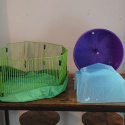 Guinea Pig Hamster Gerbil Playpen, Wheel, & House