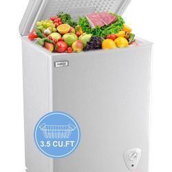 Chest Freezer Small Deep Freezer 3.5 Cu.Ft Mini Freezer Black Free-Standing Top Door