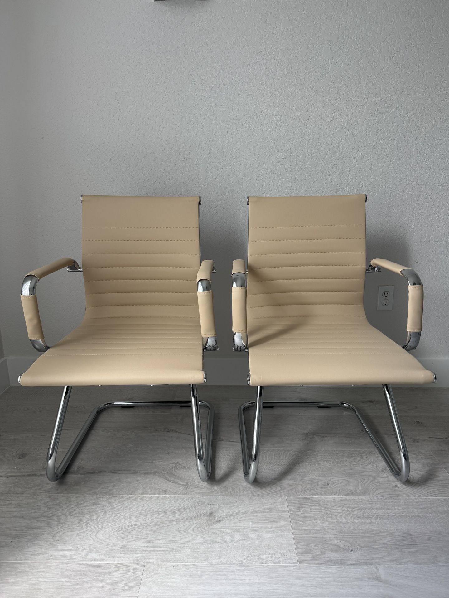 Set of 2 Modern Beige Office Chairs — Brand New!