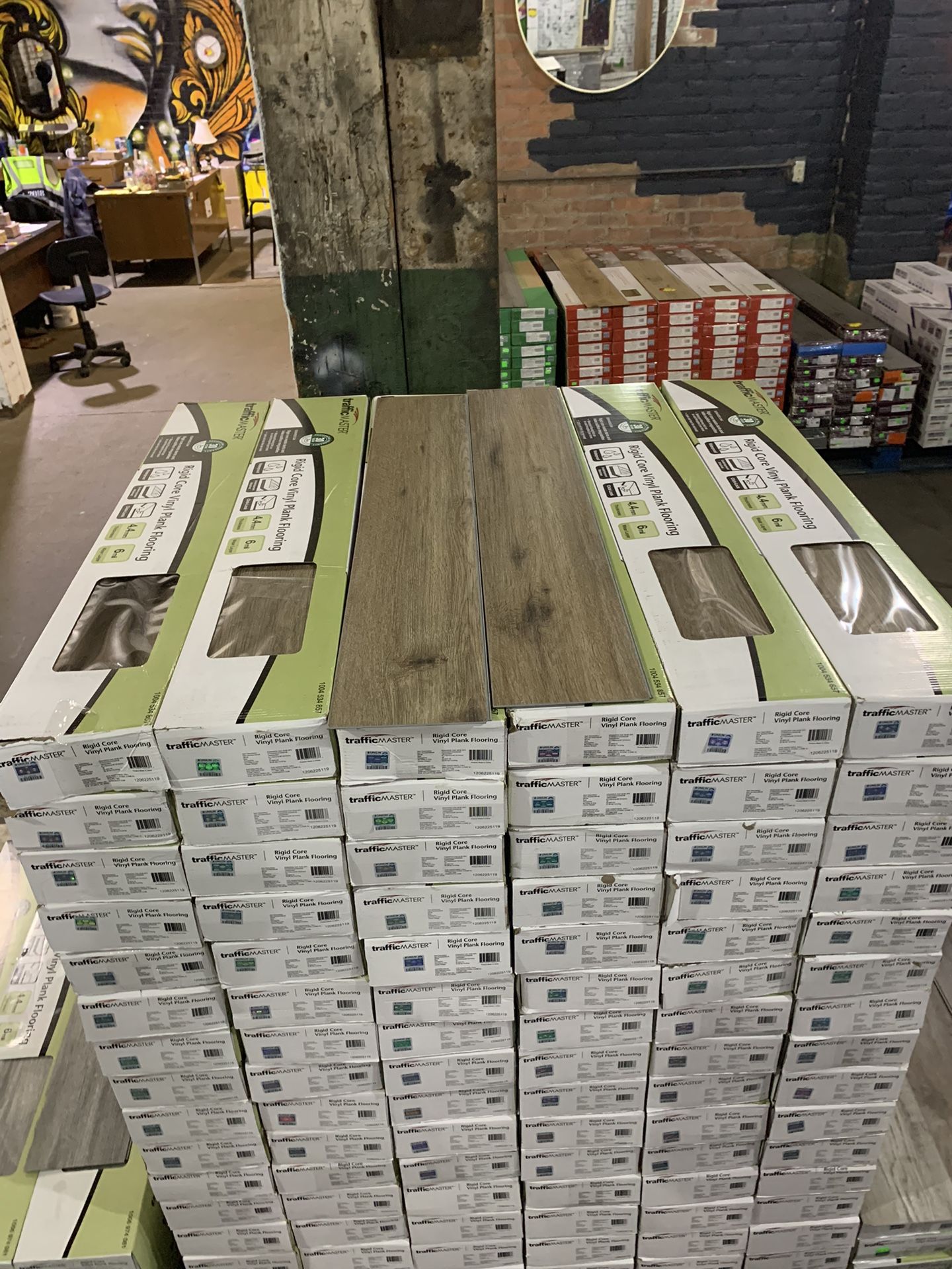 Edwards Oak TrafficMaster Brown LVT Rigid Core Vinyl Flooring Click Lock
