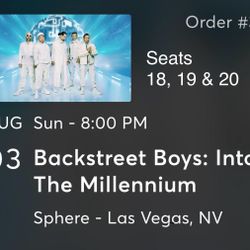 Backstreet Boys BSB Sphere Las Vegas Concert 3x Tickets 