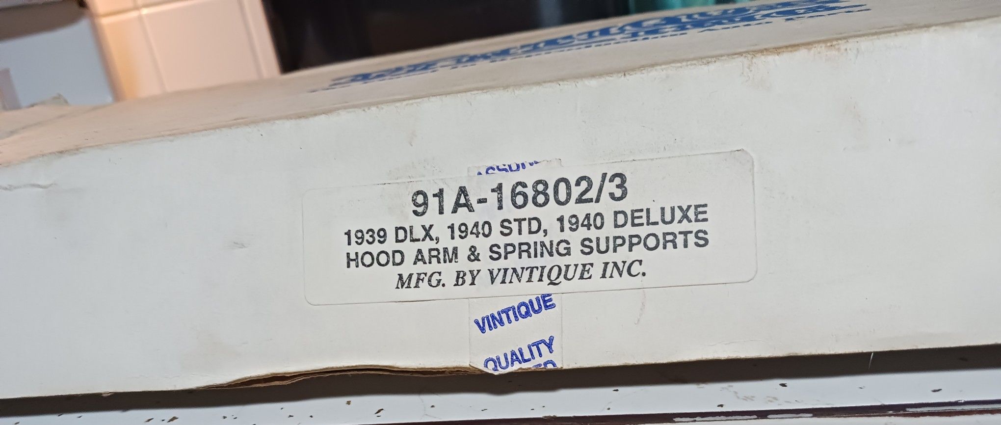 NEW VINTIQUE, INC 1939 DLX 1940 STD 1940 DLX HOOD ARM & SPRINGS SUPPORTS 91A-16802/3 RETAIL $99.95