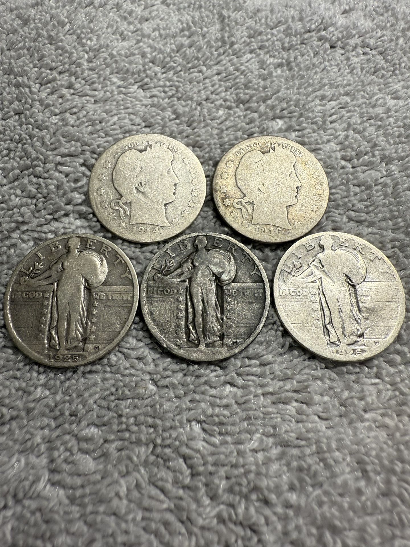 (Lot Of 5) 100+ Year Old United States Quarters