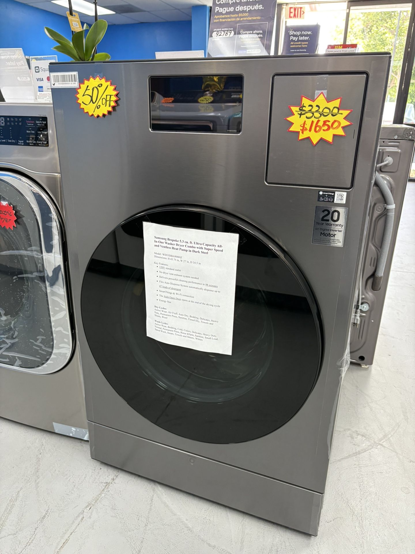 Brand New Washer Dryer All in One 5.3 cu.ft Large Capacity 