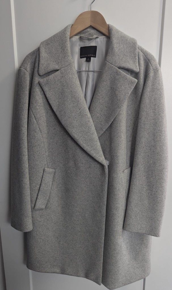 Women's Italian Wool Coat, Mario Bellucci for Banana Republic,  Size M, Grey
