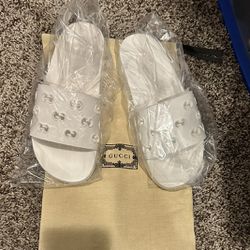 White Rubber Gucci Sandals