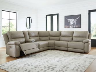 Narwhal Place Pebble 6-Piece Reclining Sectional with Storage Console