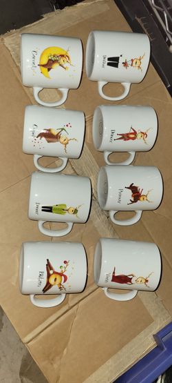 Set Of 8 New Ceramic Reindeer Mugs