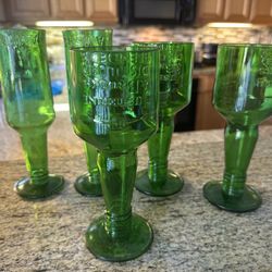 Green Long-stemmed Glasses Made From Bottles