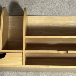 Desktop Organizer, Three Slots, One Drawer, Two Vertical Slots