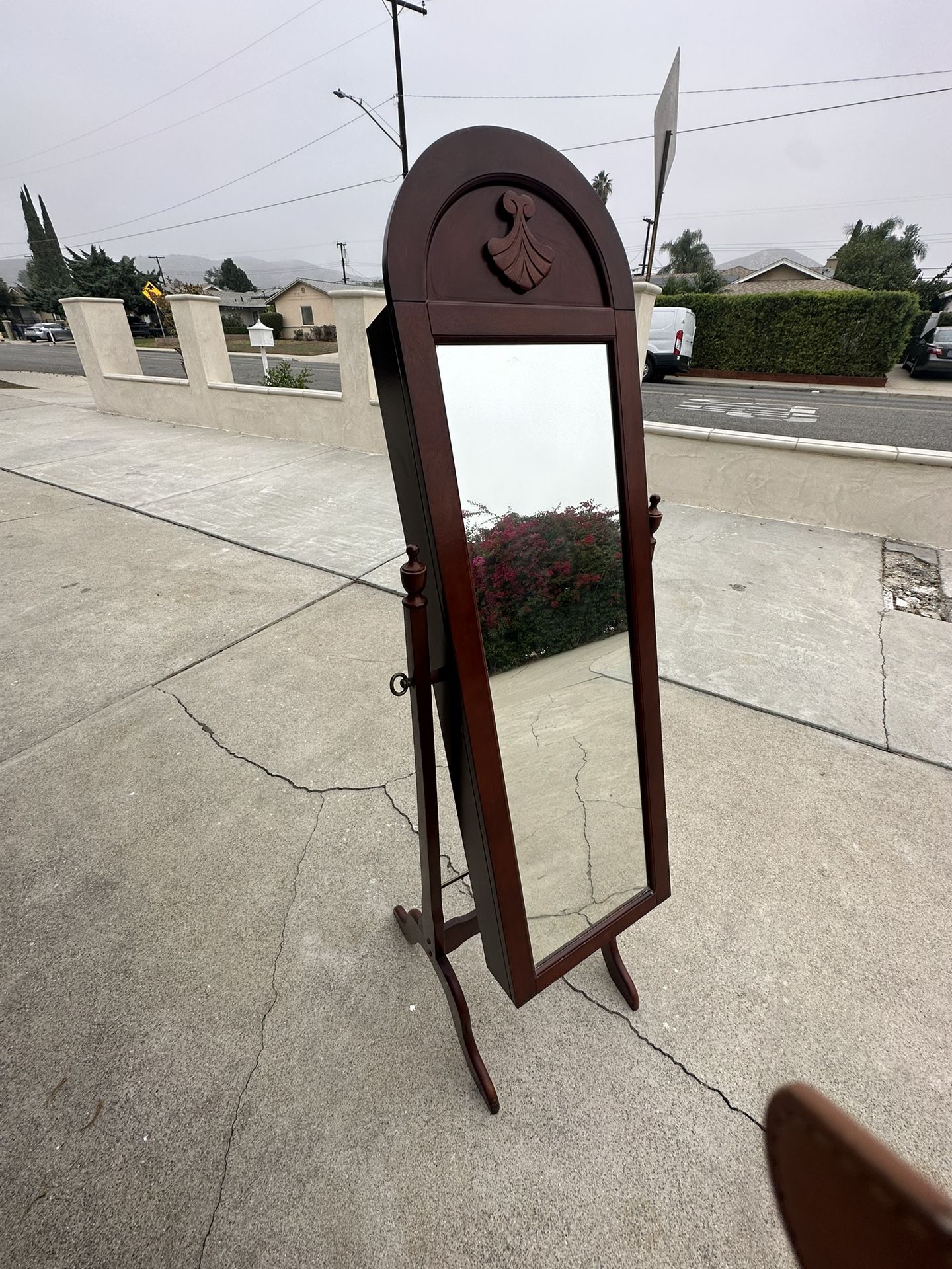Vintage Mirror Solid Wood Jewelry Stand  
