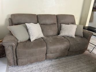 Gray Reclining Sofa & Loveseat Set – $600 OBO