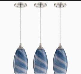 Glass Pendant Light Fixture 3 Pack Hanging Kitchen Island Lighting Shade Farmhouse Hand Blown Lighting Fixture for Ceiling at Bar Dining Room