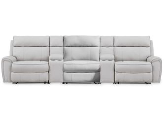 Social Pointe Pearl/Ash 5-Piece Reclining Sectional with Storage Consoles