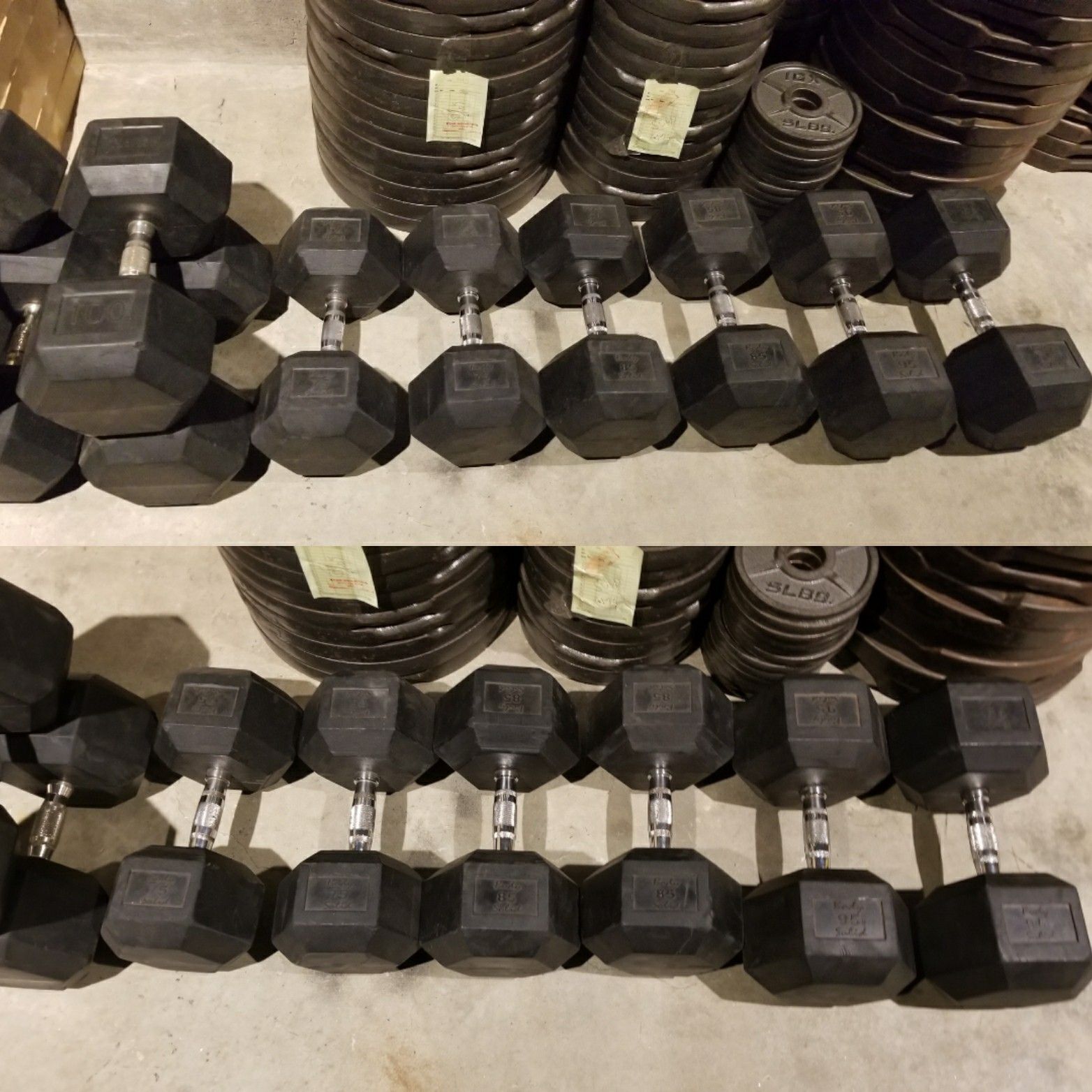 BODY SOLID RUBBER HEX DUMBBELLS 75s 85s 95s DUMBBELL WEIGHTS