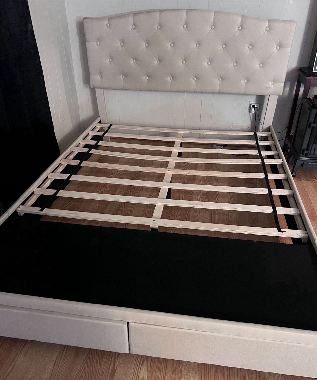 Queen bed frame with 2 Pull Out drawers