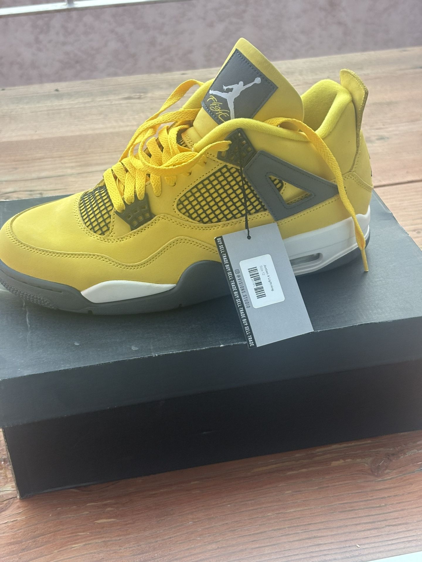 Jordan Yellow Lightning 4s Size 12 Brand New