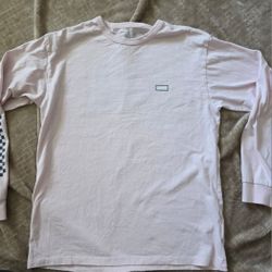 Mens Pink Vans Long Sleeve Shirt, Off The Wall Size Medium