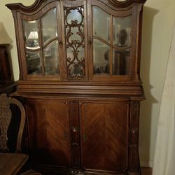 Antique French Louis XV 1Buffet ~ Vaisselier, 
Louis XV Carved Oak Vitrine, circa 1900, Antique French Oak Louis XV Style Mantle Mirror 