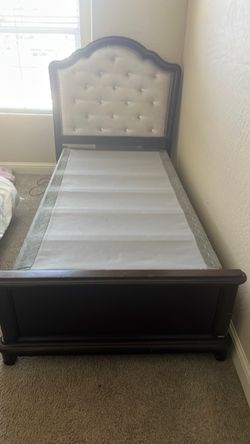 Twin Bed Frame with Tufted Headboard