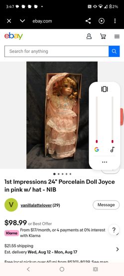 Porcelain 24 inch doll never touched in the box handmade