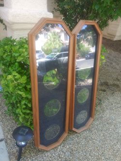 Vintage Wooden Oak Finish Collector Plate Display Frames 4 Plate Wall Holders 2pc