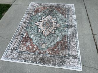 Oriental Style Machine Washable Area Rug (4’11”x6’11”)