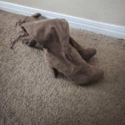 Brown Suede Thigh High Boots 