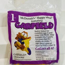 NEW VNTG McDonald’s 1988 Garfield on Scooter #1 Happy Meal Toy Orig Sealed Bag