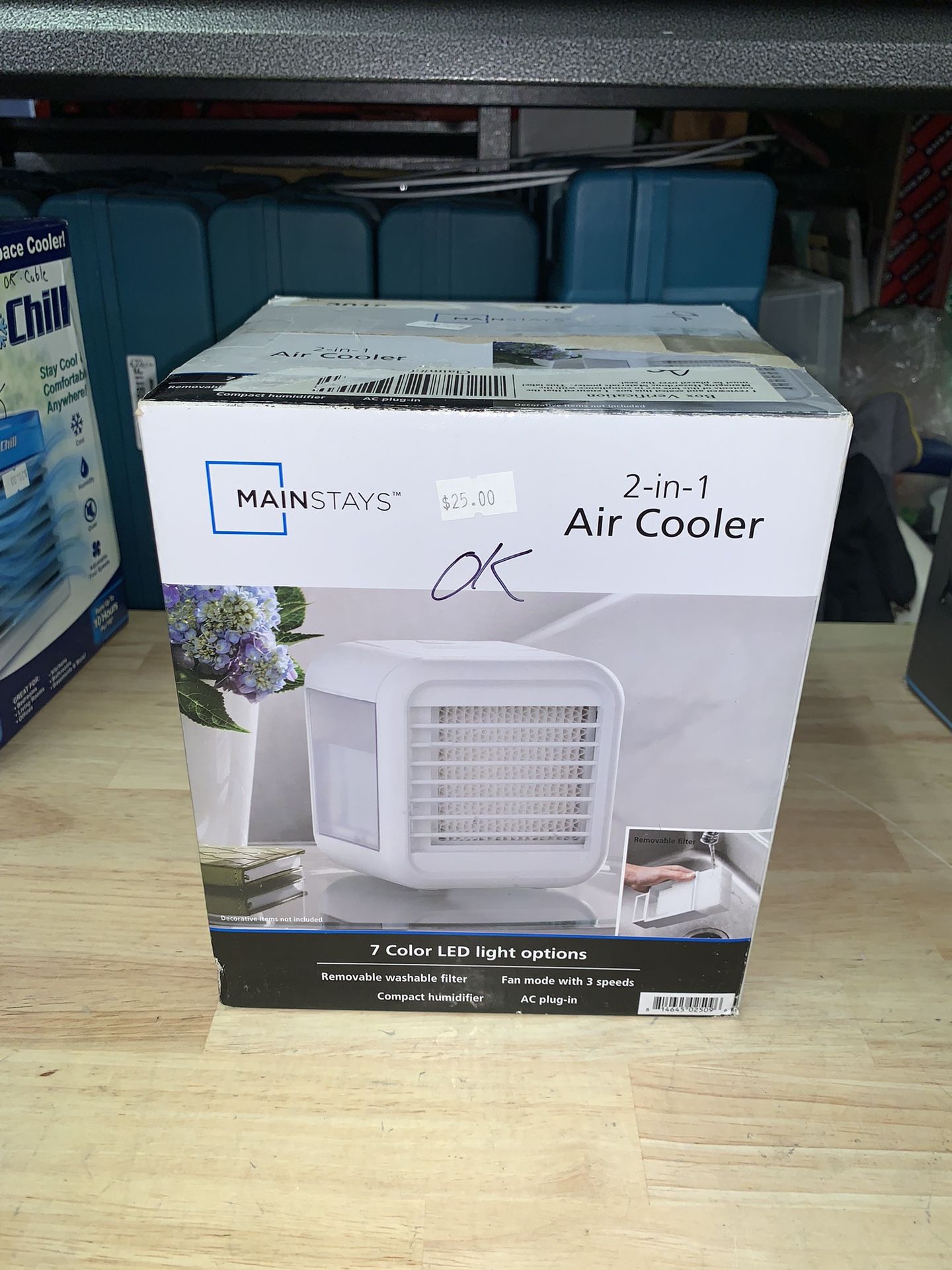 Mainstays 2-in-1 Portable Personal Evaporative Air Cooler, White