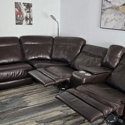 Brown Recliner Leather Sofa