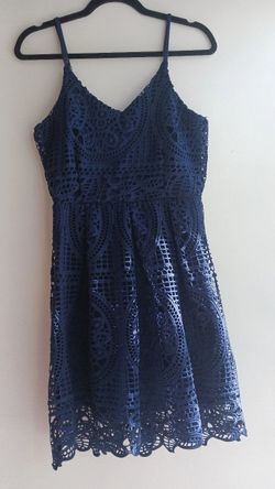 Navy blue Lace sleeveless dress