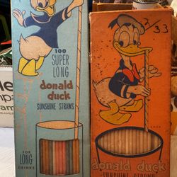 2 Packs Vintage Donald Duck Straws