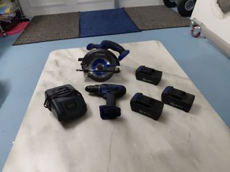 Drill and saw set with 3 batteries and charger