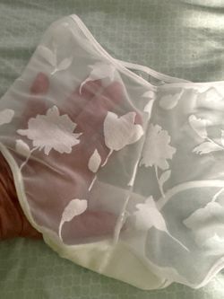 White Sheer Floral Embroidered Fabric Panel.            NWT