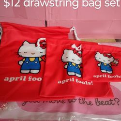 Hello Kitty 3pcs Drawstring Bags
