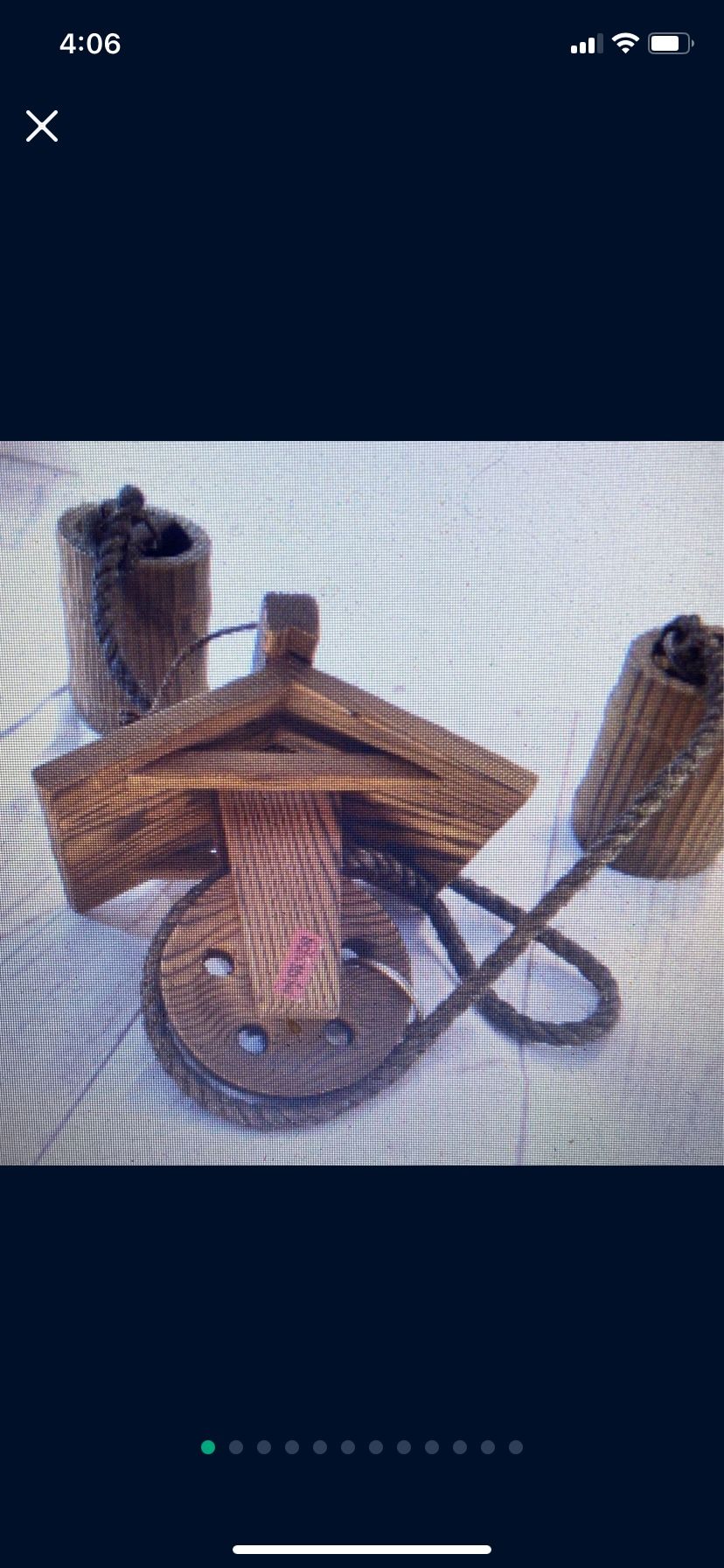 Japanese water pully garden art antique wood carved home antique display
