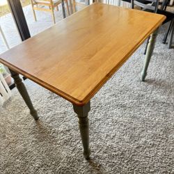 Oak Dining Table w/ green legs
