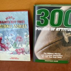 2 FOOTBALL BOOKS, 300 POUNDS OF ATTITUDE, GREAT GIFT