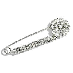New Silver Rhinestone Vintage Flower Charm Large Metal Safety Pin Fashion Brooch