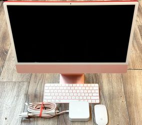 2021 Apple iMac 24” M1 (8-Core GPU) 8GB RAM 256GB SSD (Pink/Red) W/Keyboard & Mouse