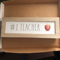 New Rae Dunn #1 Teacher Wooden Decor Desk