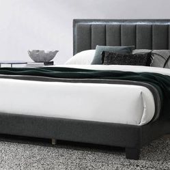 Queen Size Dark Grey Led Light W Ortho Matres!!!