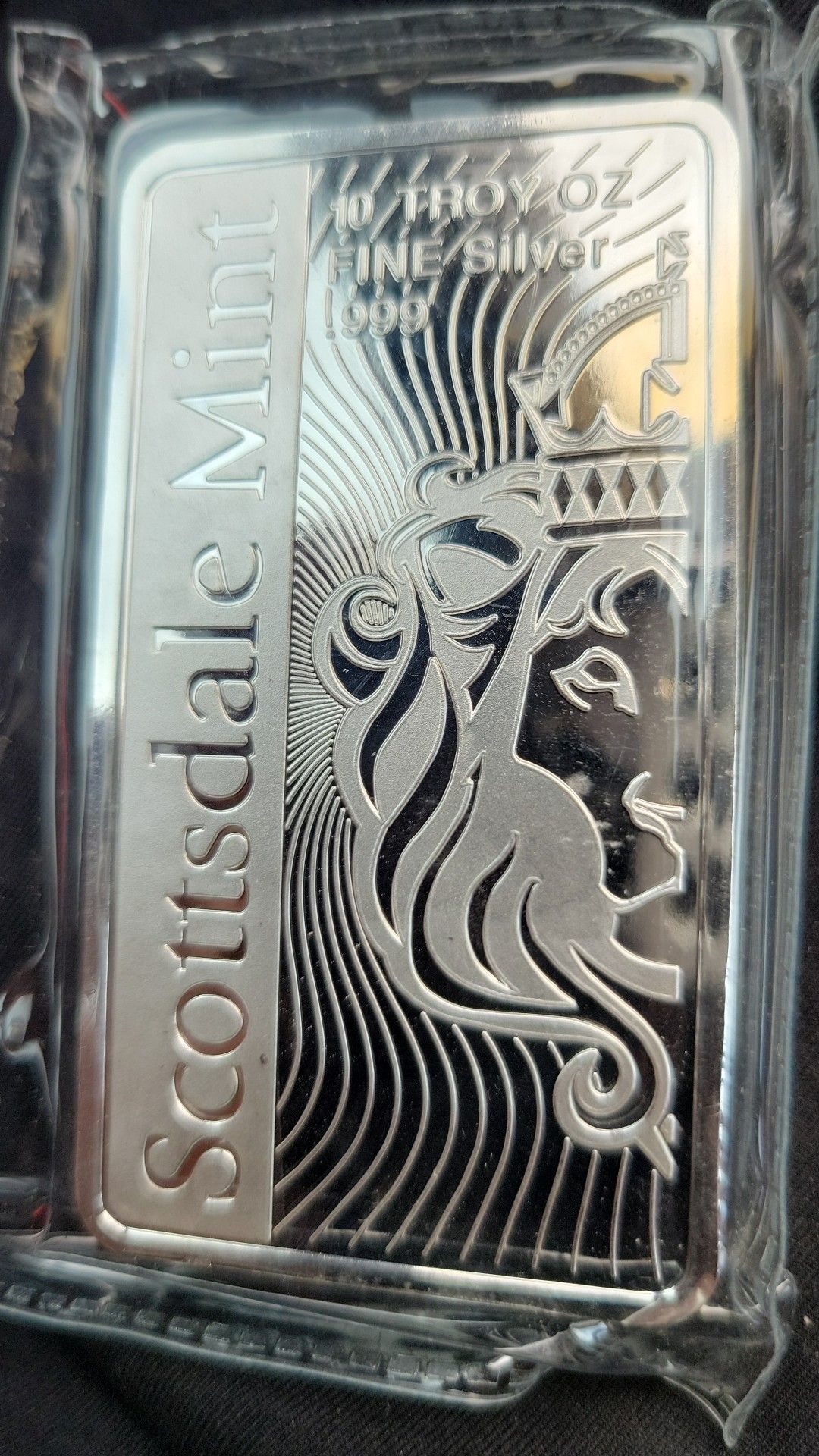 10 oz silver bar .999 fine silver from sottsdale mint