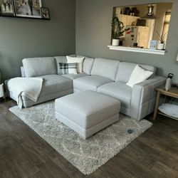 Gray Sectional Couch Sofa With Ottoman 